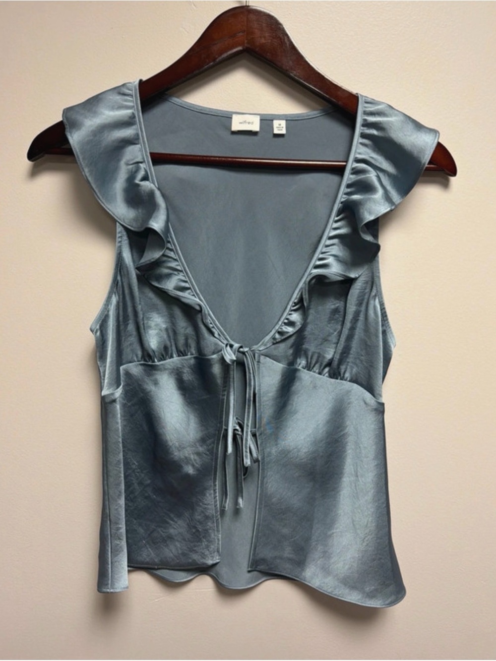 Aritzia Wilfred Tonka Ruffle Tie-Front Tank Top - Slate Blue